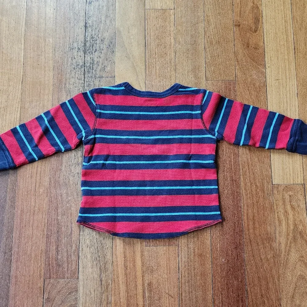 OshKosh B'gosh Red/Blue Striped Long Sleeve Waffle Knit Jersey Size 5T